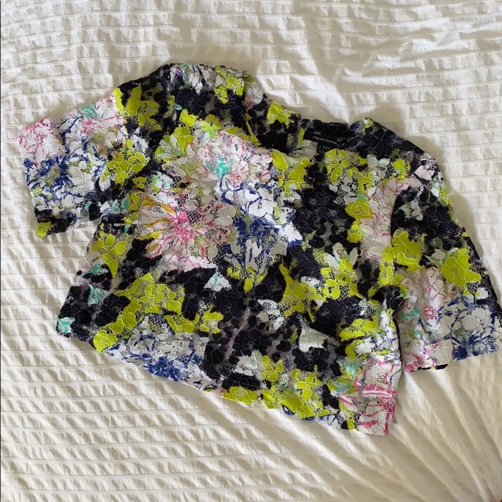 French connection multi-colored lace top